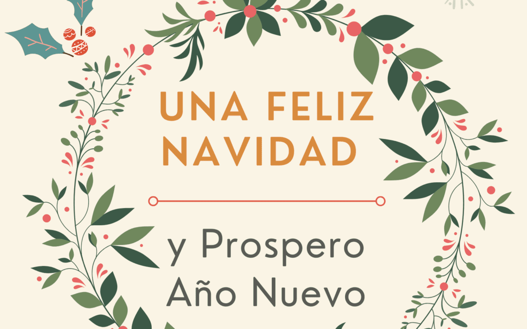 Foto con el logo de la empresa, deseando una feliz naavidad y prospero año nuevo